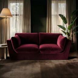 SOLACE+CO Orson 3 Seater Sofa Burgundy Velvet - thumbnail 1