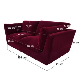 SOLACE+CO Orson 3 Seater Sofa Burgundy Velvet - thumbnail 5