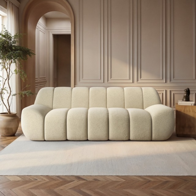 SOLACE+CO Macy Large 3 Seater Sofa Chenille Cream - image 1