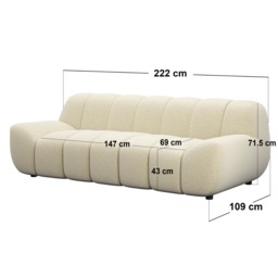 SOLACE+CO Macy Large 3 Seater Sofa Chenille Cream - thumbnail 3