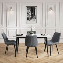 LPD Luna Marble Effect Dining Set