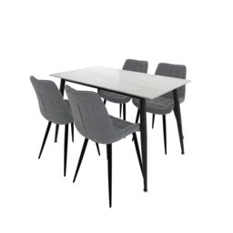 LPD Luna Marble Effect Dining Set - thumbnail 2