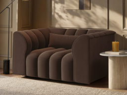 SOLACE+CO Halle Channel Tufted Loveseat with Storage Footstool Brown Velvet - thumbnail 3