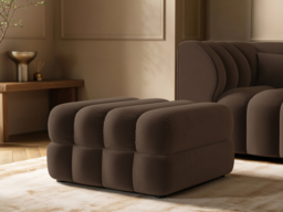 SOLACE+CO Halle Channel Tufted Loveseat with Storage Footstool Brown Velvet - thumbnail 4