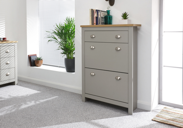 GFW Lancaster 2 Drawer 1 Drawer Shoe Cabinet -Grey - image 1