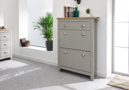 GFW Lancaster 2 Drawer 1 Drawer Shoe Cabinet -Grey - thumbnail 1