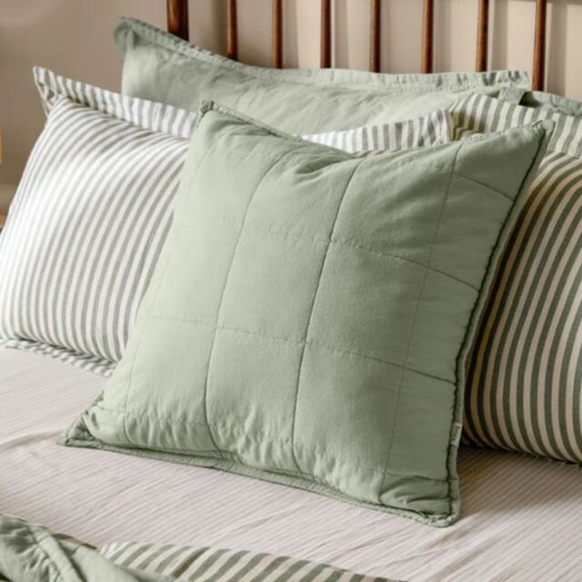 Yard Hebden Quilted Feather Cushion Bay Green - image 1