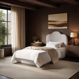 SOLACE+CO Skylynn Cloud Ottoman Single Bed Brown Striped