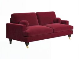 SOLACE+CO Addison 3 Seater Sofa with Caster Legs Burgundy Velvet - thumbnail 5