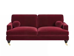 SOLACE+CO Addison 3 Seater Sofa with Caster Legs Burgundy Velvet - thumbnail 4