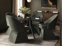 SOLACE+CO Aiko Curved Back Dining Chair Green Chenille - thumbnail 2