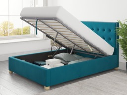 Aspire Presley Ottoman Bed Plush Velvet Teal - Double - thumbnail 3