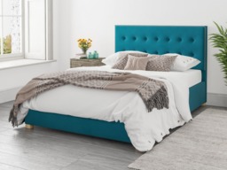 Aspire Presley Ottoman Bed Plush Velvet Teal - Double