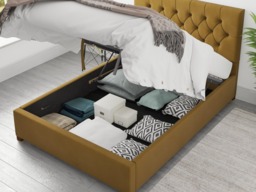 Aspire Olivier Ottoman Bed Plush Velvet Ochre - Double - thumbnail 4