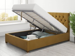 Aspire Olivier Ottoman Bed Plush Velvet Ochre - Double - thumbnail 3