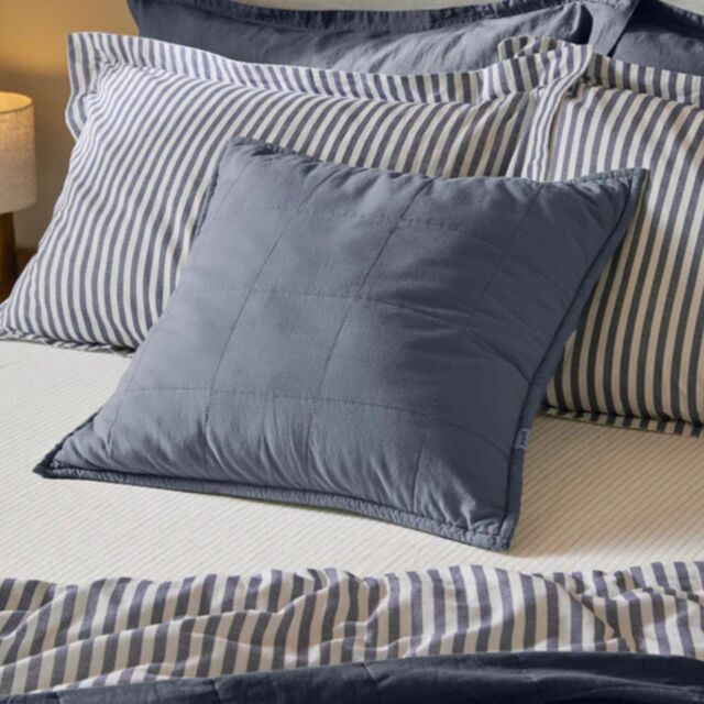 Yard Hebden Quilted Feather Cushion Denim Blue - image 1