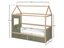 Flair Ted Play House Wooden Bed with Storage Green - thumbnail 6