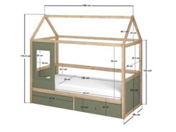 Flair Ted Play House Wooden Bed with Storage Green - thumbnail 6