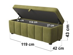 SOLACE+CO Emilie Ottoman Blanket Box Green Velvet - thumbnail 5