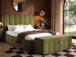 SOLACE+CO Emilie Ottoman Blanket Box Green Velvet - thumbnail 3