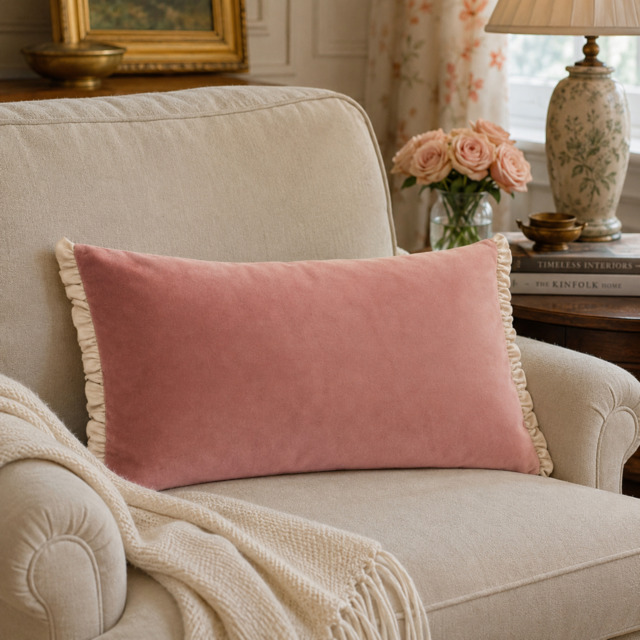 Wylder Tilly Reversible Velvet Cushion Cover -Pear/Shell - image 1