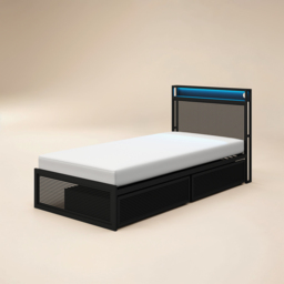 Flair Callan Metal Bed with Storage & LED Black Single - thumbnail 4