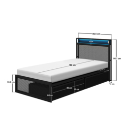Flair Callan Metal Bed with Storage & LED Black Single - thumbnail 6