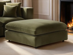SOLACE+CO Asher 4 Seater Sofa with Reversible Footstool Khaki Green Velvet - thumbnail 4
