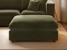 SOLACE+CO Asher 4 Seater Sofa with Reversible Footstool Khaki Green Velvet - thumbnail 3