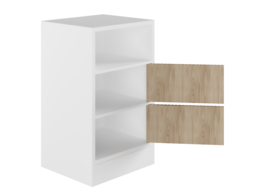 "Flair Luca 3 Tier Storage Unit with Ribbed Doors White and Oak " - thumbnail 2