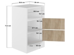 "Flair Luca 3 Tier Storage Unit with Ribbed Doors White and Oak " - thumbnail 4