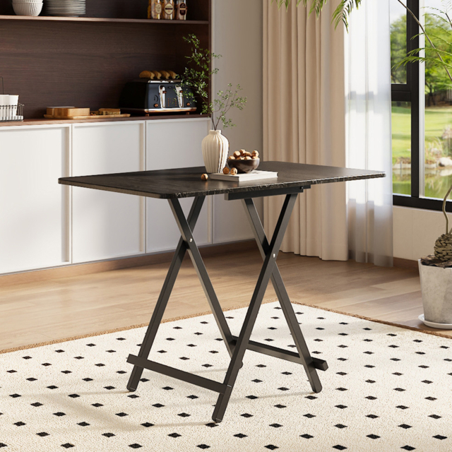 "Living & Home Folding Wooden Dining Table 60x100cm-Black " - image 1
