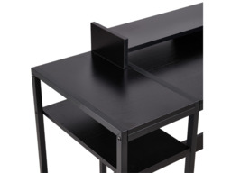 "Living & Home Office Desk with Raised Monitor Stand & Shelves Black " - thumbnail 5