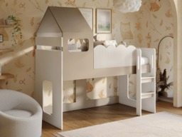 Flair Calista Ribbed House Mid Sleeper Bed White & Taupe - thumbnail 2