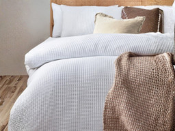 Yard Chunky Waffle Duvet Cover Set White-Double - thumbnail 2