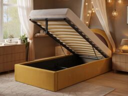 Flair Ava Single Velvet Ottoman Bed Mustard - thumbnail 2