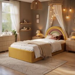 Flair Ava Single Velvet Ottoman Bed Mustard - thumbnail 1