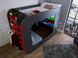 "Trasman Loft Pod Gaming High Sleeper Bed with Desk and Wardrobe " - thumbnail 4