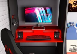 "Trasman Loft Pod Gaming High Sleeper Bed with Desk and Wardrobe " - thumbnail 6