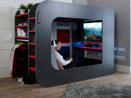 "Trasman Loft Pod Gaming High Sleeper Bed with Desk and Wardrobe " - thumbnail 3