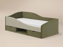 Flair Aubrey Low Sleeper Bed Olive Green Velvet & Beige Cord - thumbnail 4