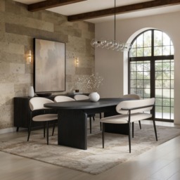 SOLACE+CO Varm & Cyra Dining Set with Extending Table, Chenille Chairs & Bench - thumbnail 1