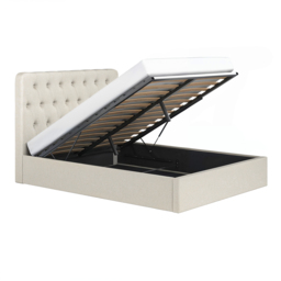 Flair Marley Buttoned Headboard Double Ottoman Bed Beige Linen - thumbnail 6