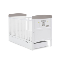 Obaby Grace Inspire Cot Bed & Under Drawer - Hello World Koala Grey