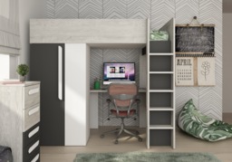 Trasman Mont Blanc High Sleeper Loft Bed with Desk and Wardrobe - thumbnail 2