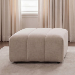 LPD Peninsula Pouffe with Channel Cushion Oyster Chenille