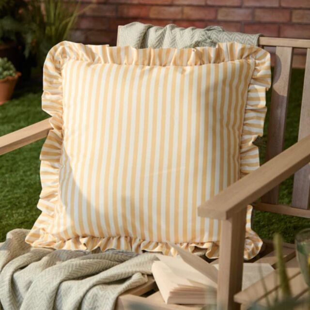 Wylder Millie 50 x 50cm Ruffle Striped Outdoor Cushion Polyester-Yellow - image 1
