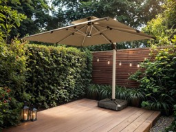 SOLACE+CO Soleil 3m Square Garden Parasol with Solar LED Lights Beige - thumbnail 4