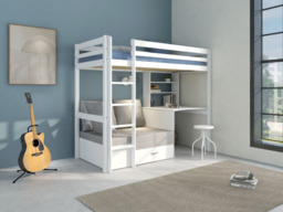 Thuka Hit 9 Single High Sleeper Bed with Desk & Sofa Whitewash - thumbnail 2