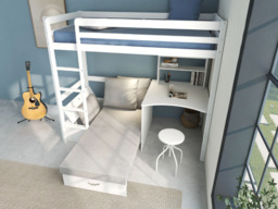 Thuka Hit 9 Single High Sleeper Bed with Desk & Sofa Whitewash - thumbnail 3